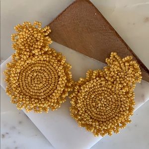 Yellow Beaded Statement Earrings